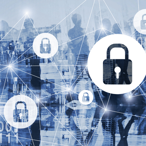 Symbolbild für Sophos Fusion mit digitalen Vorhängeschlössern und vernetzter IT-Sicherheit