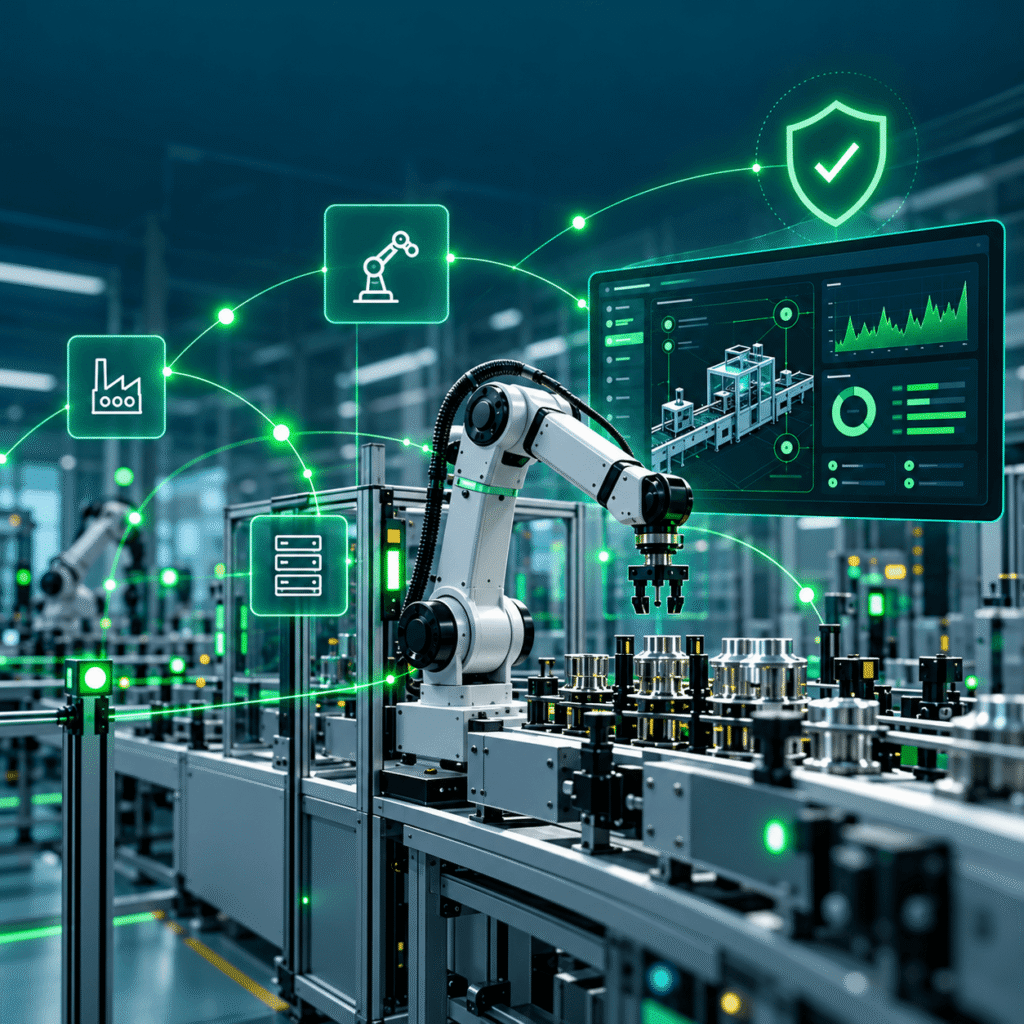 Vernetzte Produktionsanlage mit OT-Monitoring und digitaler Überwachung